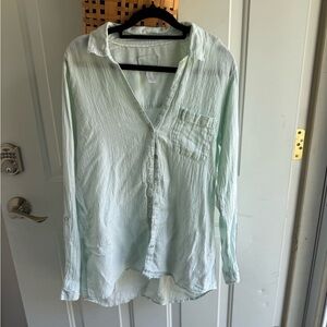 Sigrid Olsen Light Green Button Down Shirt